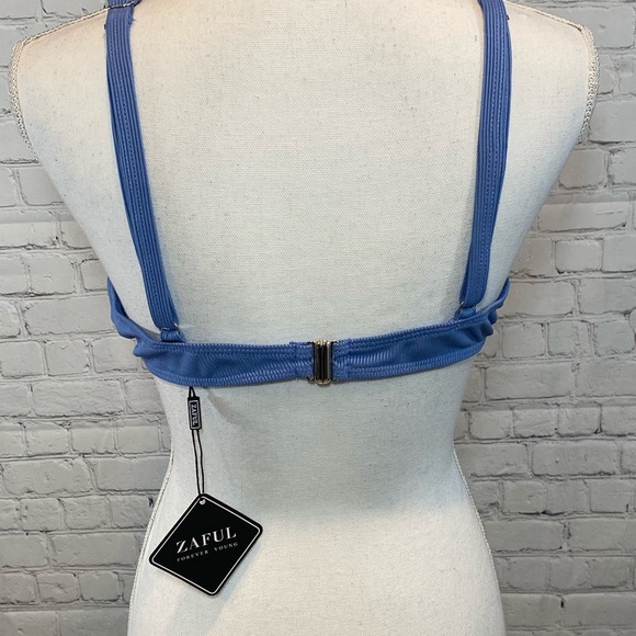 ZAFUL Bikini Top Ribbed Underwire Blue-12 and 16 - Picture 4 of 4